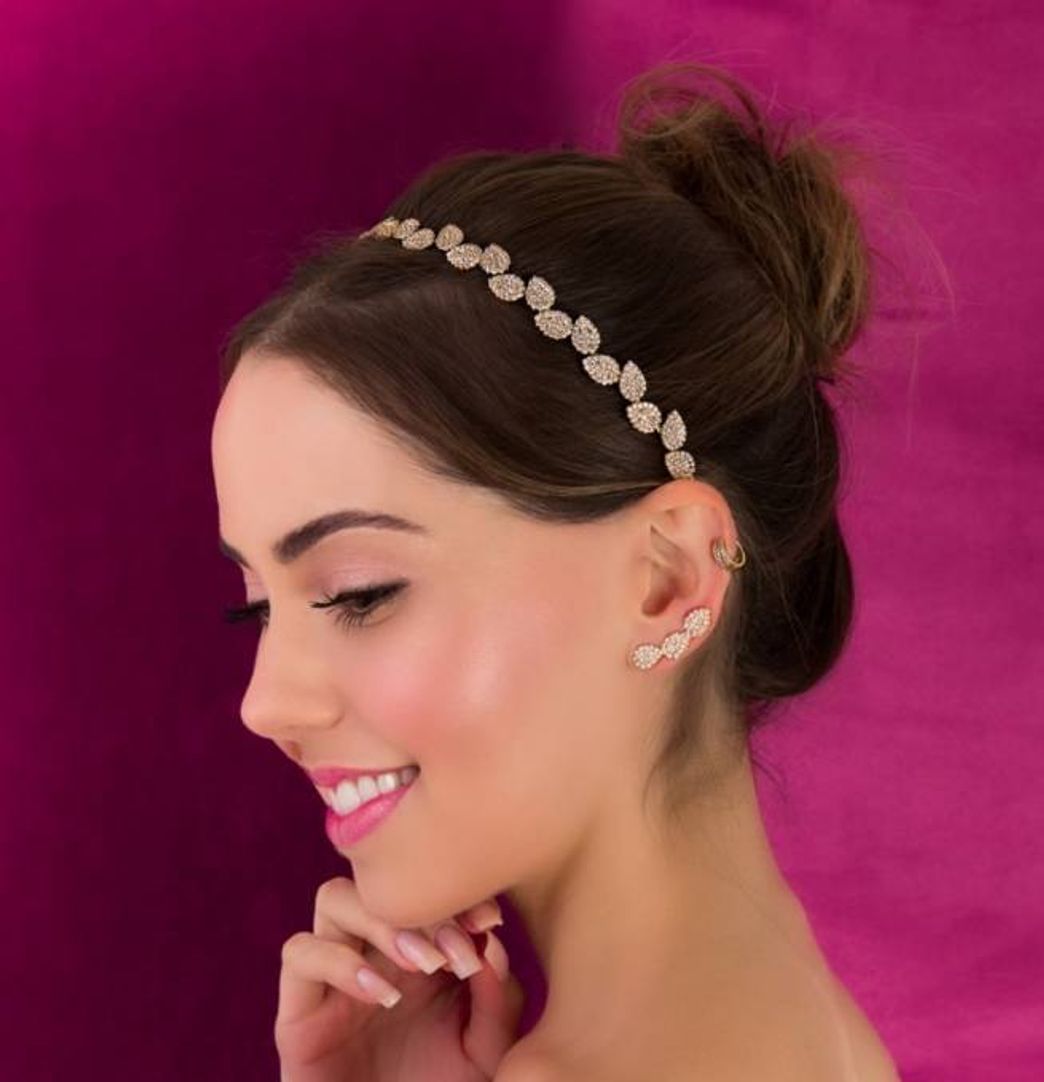 Moda Tiara gotas douradas