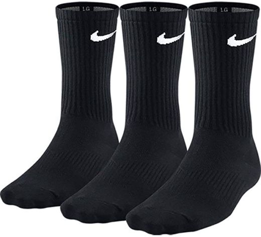 Nike Lightweight Crew, Pack de 3 Calcetines Unisex para Adulto, Blanco, 38–42