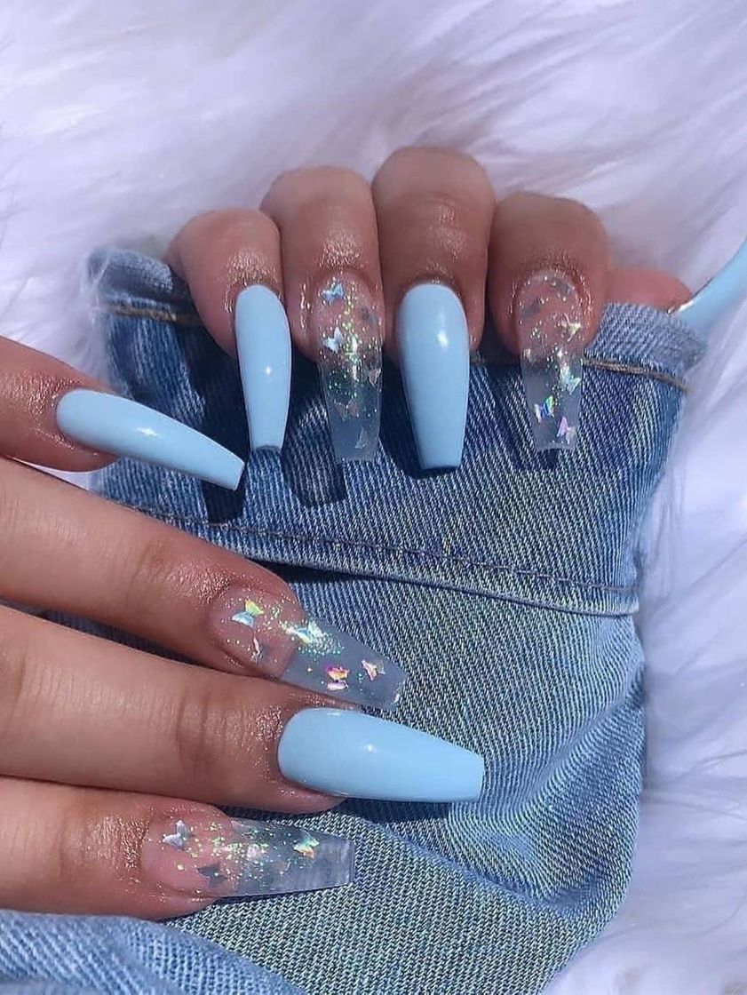 Fashion 24 unhas postiças azuis muito lindas💙