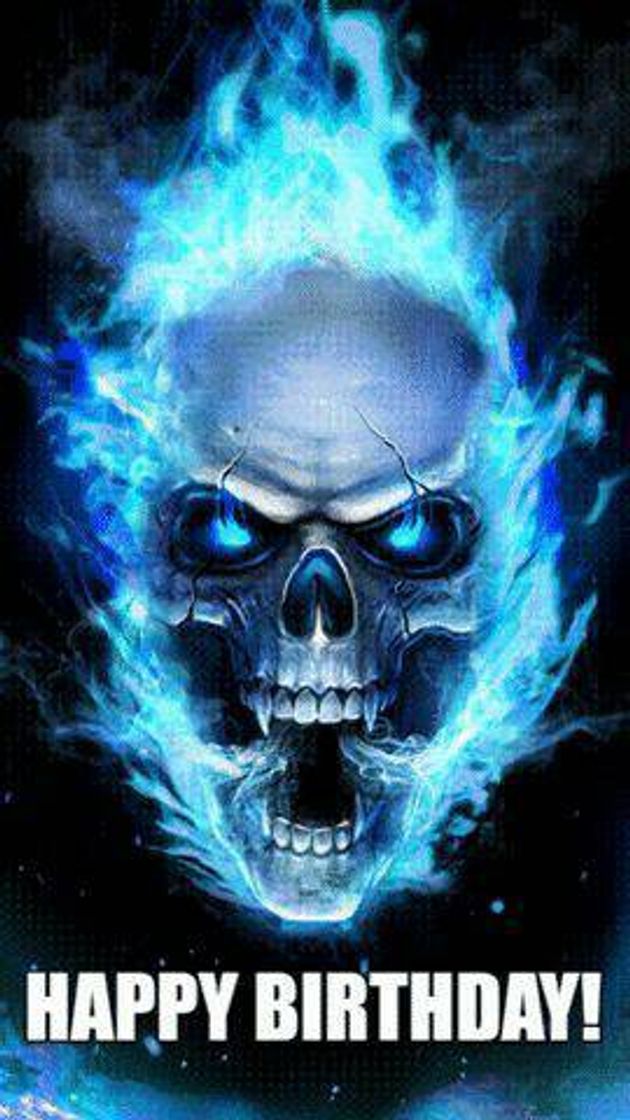 Fashion Skull blue flame