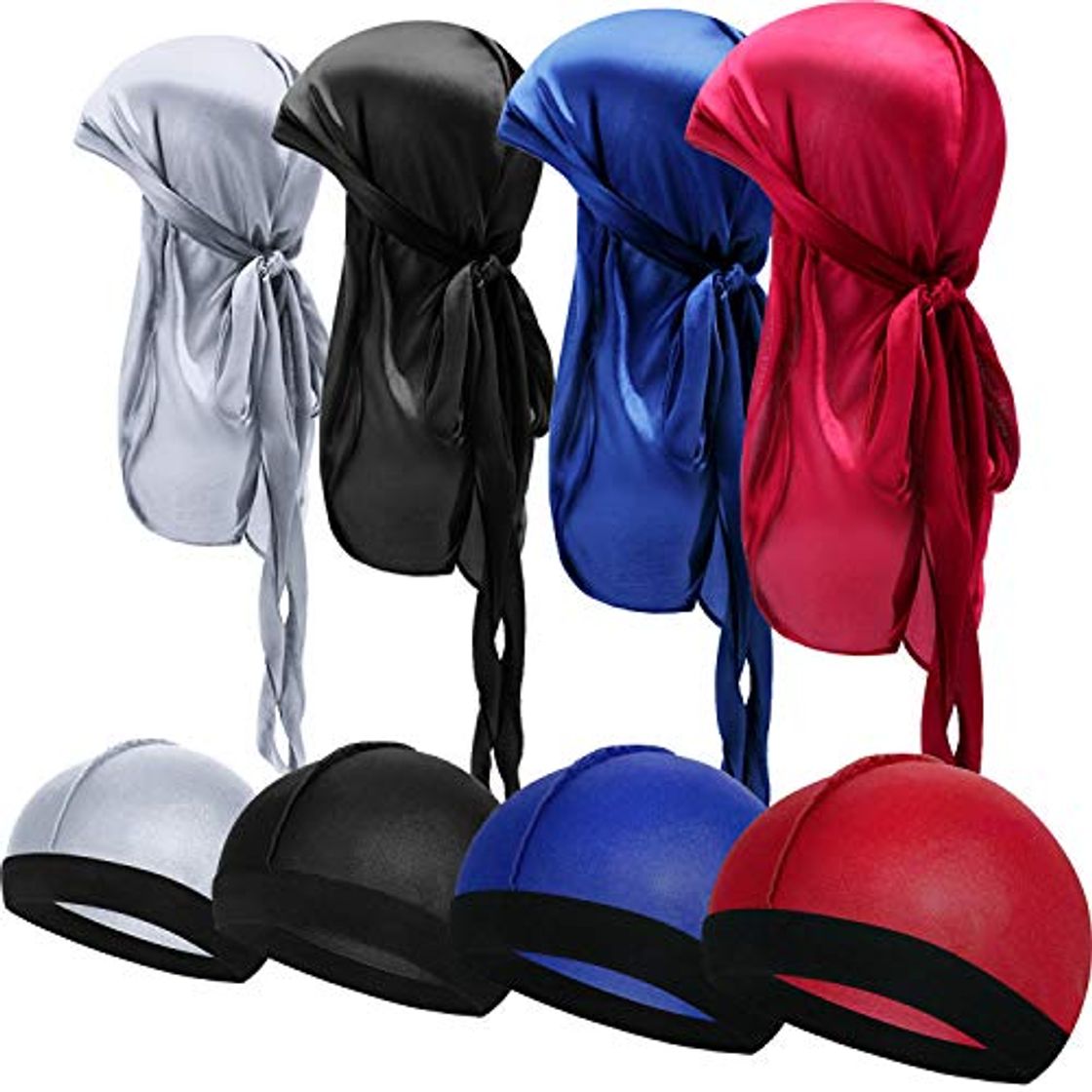 Fashion 8 Piezas de Durag de Seda Gorro de Onda Elástico Envoltura de