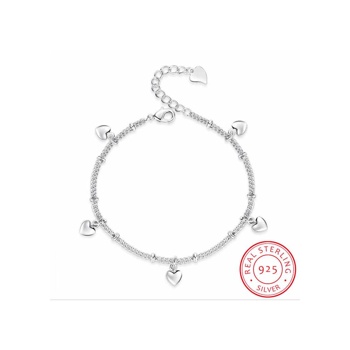 Fashion Nobrand Nueva Simple Moda 925 Hojas De Plata Esterlina Pulsera Chian para Las Mujeres Joyería Pulseira 20 Cm