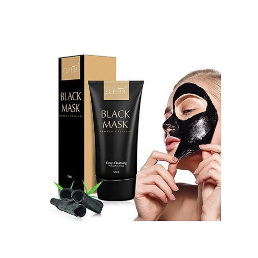 Elfina Black Mask Máscara Facial de Barro Negro, Removedor de Espinillas Rrasgón