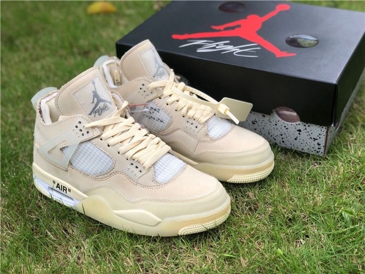 Fashion OFF WHITE x Air Jordan 4 retro SP sail muslim white