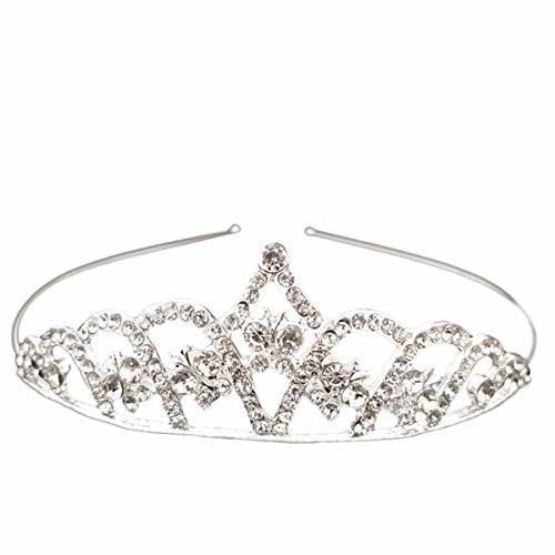 Lurrose Coronas plateadas simples de la tiara del Rhinestone para las mujeres