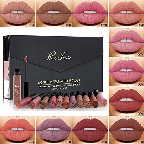 Rechoo 12 Pcs Barra de Labios Mate/Superstay Matte Pintalabios Maquillaje de Belleza