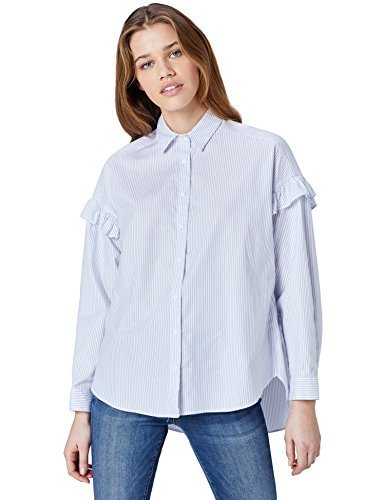 Product find. Blusa de Rayas Oversize con Volantes en la Manga para Mujer,