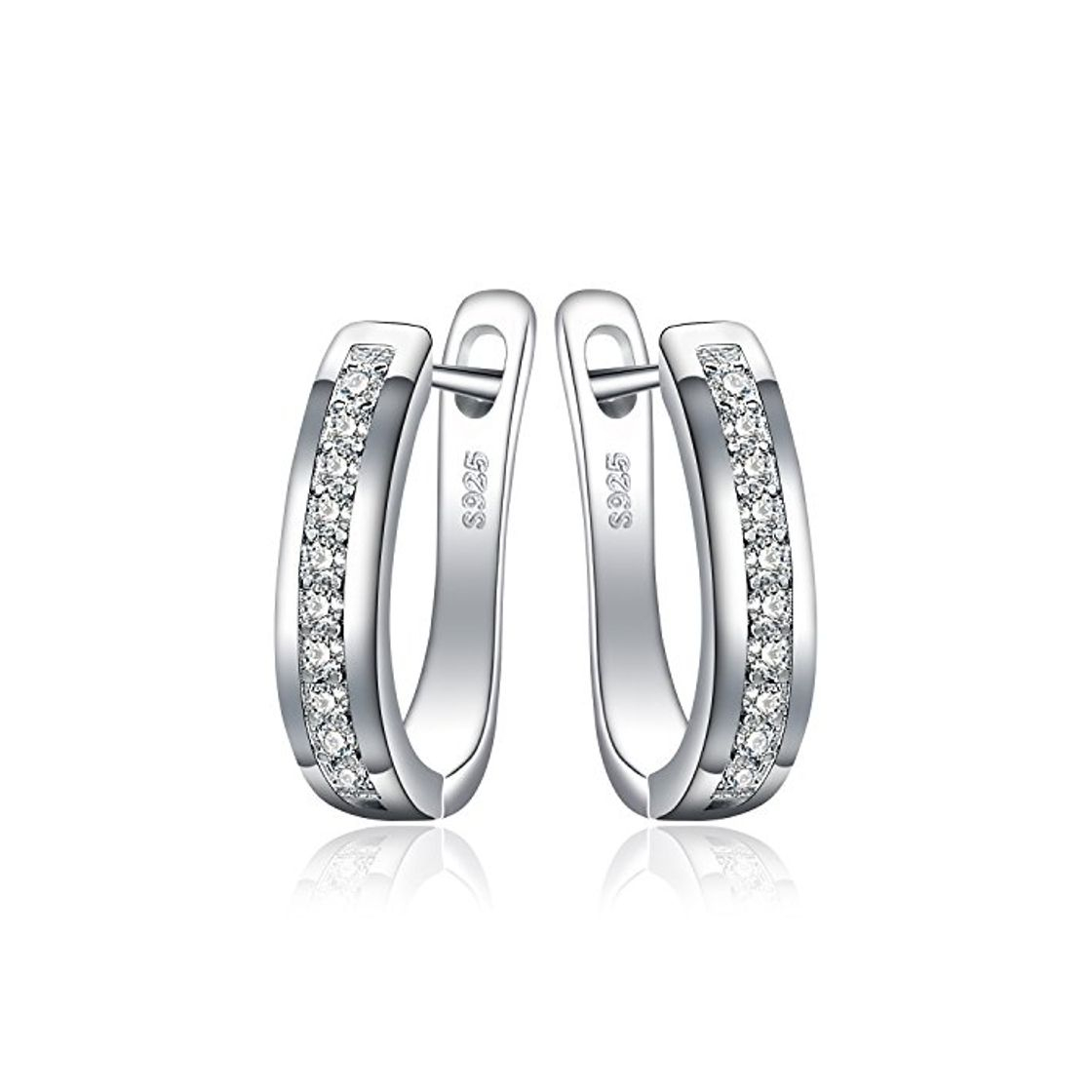 Product JewelryPalace Pendientes de Aro Eternidad Zirconia Cúbica Boda Huggie Con Canal Conjunto Plata de ley 925