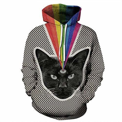 ZQWY Cat Print 3D Causal Hoodies Mujeres Loose Fashion Oversized Unisex Hoody