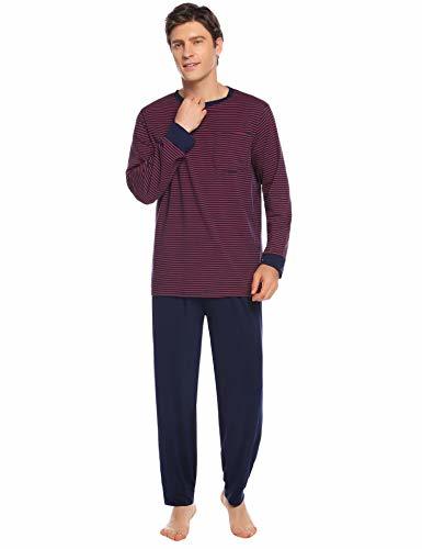 Product Hawiton Pijamas Hombre Invierno Manga Larga Pijama para Hombre de Algodón 2