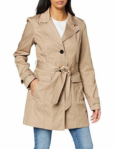 Moda Vero Moda Vmeva Abby 3/4 Trenchcoat Noos Abrigo, Marrón Silver Mink, 36