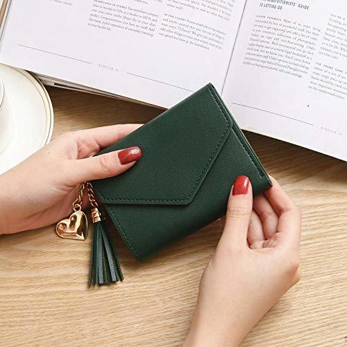 Productos Monedero Wallet Cartera Corta de Cuero PU Suave para Damas-Verde Oscuro