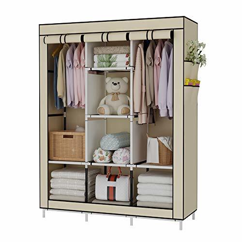 Producto UDEAR Armario de Tela Plegable Ropa Organizador Closet portátil Guardarropa Beige