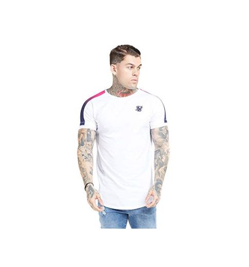 Sik Silk S/S Inset Cuff Fade Panel Tech tee – White &