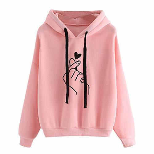 Social K-youth Sudadera con Capucha de Manga Larga con Estampado de Corazones para