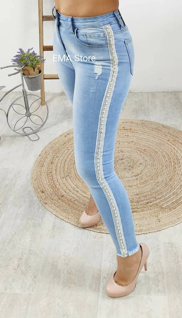 Social Calças jeans efeito renda