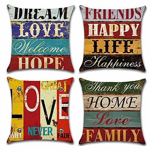 Producto Gspirit Funda Cojines Mediterráneo Amor Vendimia Tema 4 Pack Algodón Lino Decorativo