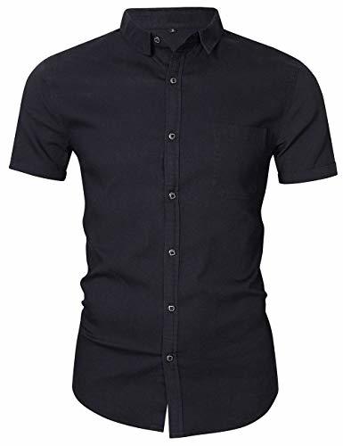 Producto KUULEE Hombre Camisa Manga Larga Slim Fit Camisa Vaquera/Camisa a Cuadros Rejilla