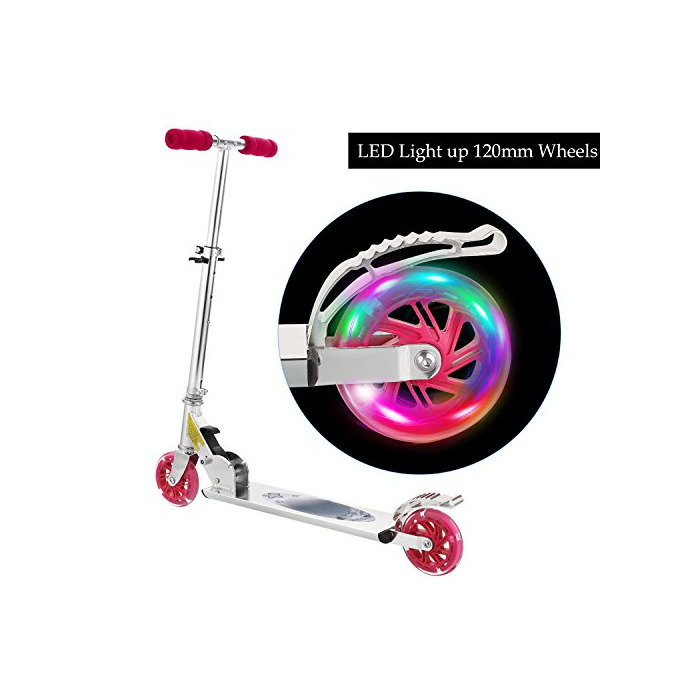 Producto AMDirect Patinete Plegable con 2 Ruedas Luces Led Manillar Ajustable en Altura