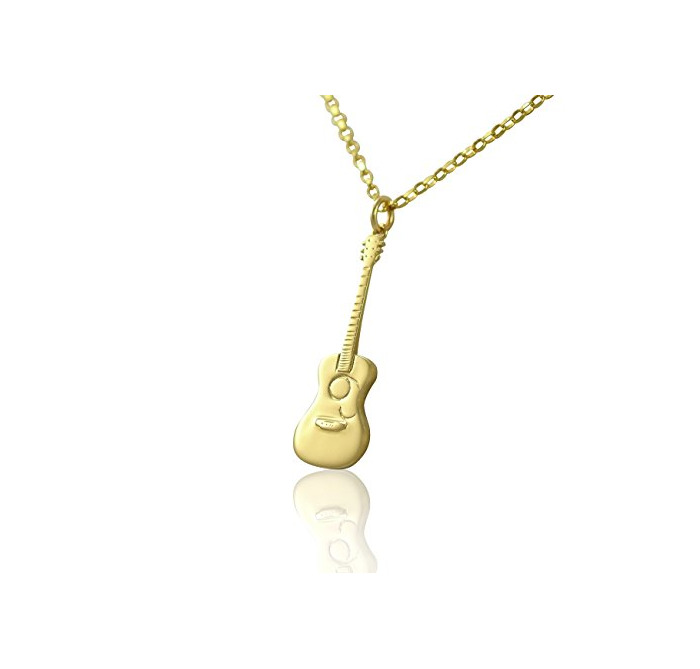 Social Maciza 9 ct oro Guitarra Acústica colgante y collar regalo para guitarristas de