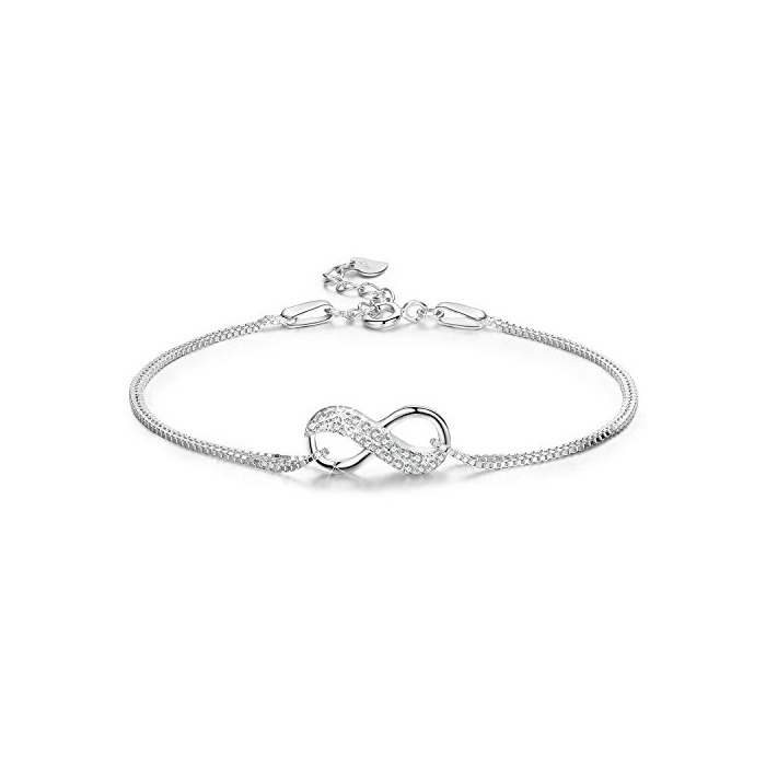 Social LDUDU Pulsera Mujer Símbolo Amor Infinito Pulsera Plata 925 Regalo para Navidad