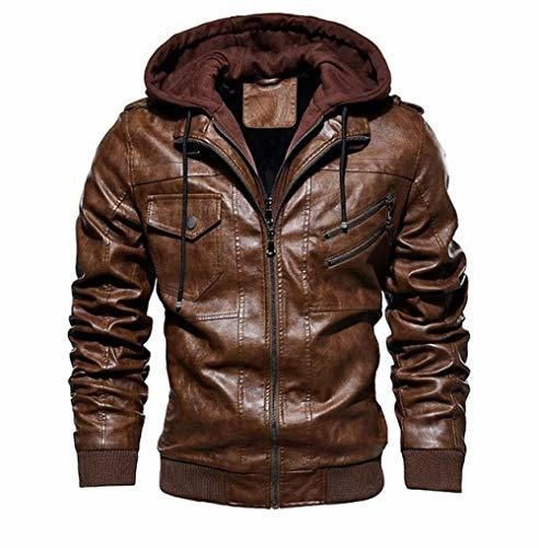 EIJFKNC Chaqueta de Cuero Chaquetas de Cuero de Motocicleta de Invierno para