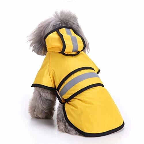 Products Ruiuzi Moda Reflectante Rayas Amarillo Impermeable para Mascotas días lluviosos Slicker Impermeable