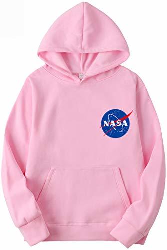 Social OLIPHEE Sudaderas con Capucha Color Sólido con Logo de NASA para Fanáticos