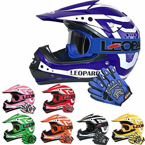 Leopard LEO-X17 Casco de Motocross para Niños Azul XL