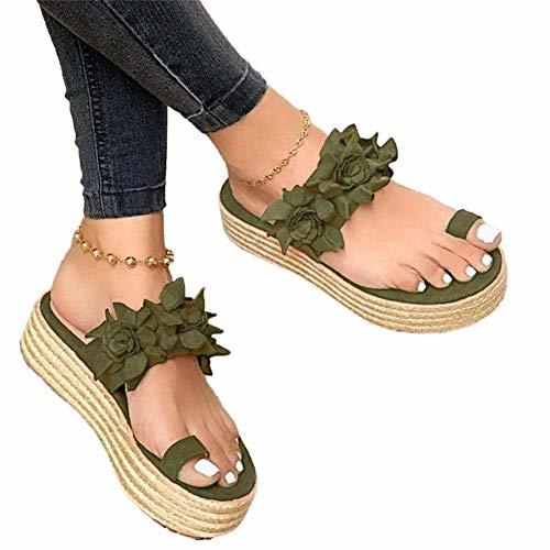 Social Sandalias de plataforma sin cordones de flores para mujer