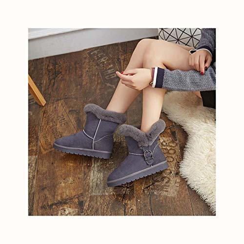 Winter Fur Warm Snow Boots Shoes Woman Cow Leather Rabbit Hair Boots