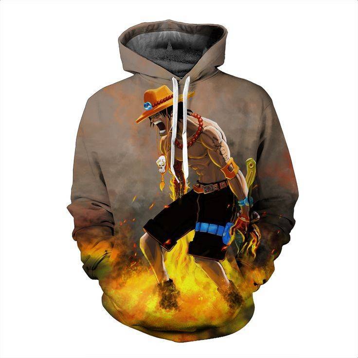 Fashion One piece Angry Portgas D. Ace hoodie