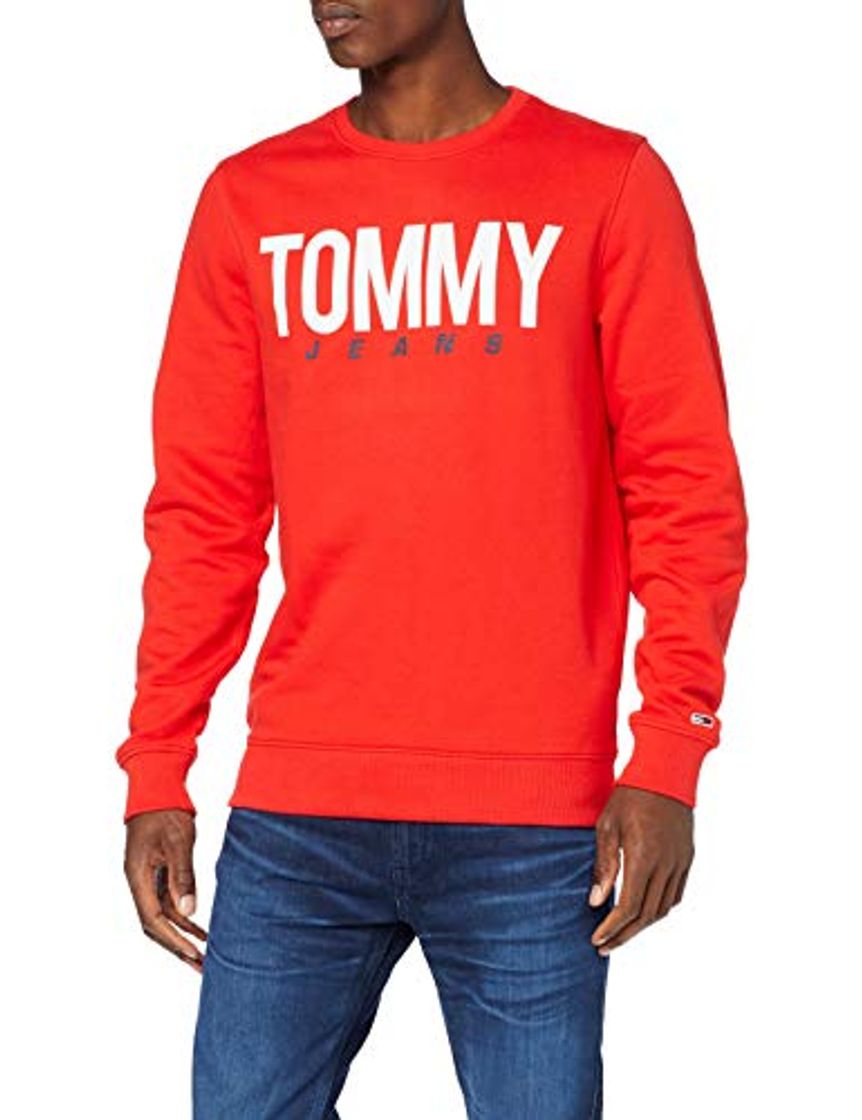 Moda Tommy Hilfiger TJM Essential Logo Crew Sudadera, Rojo