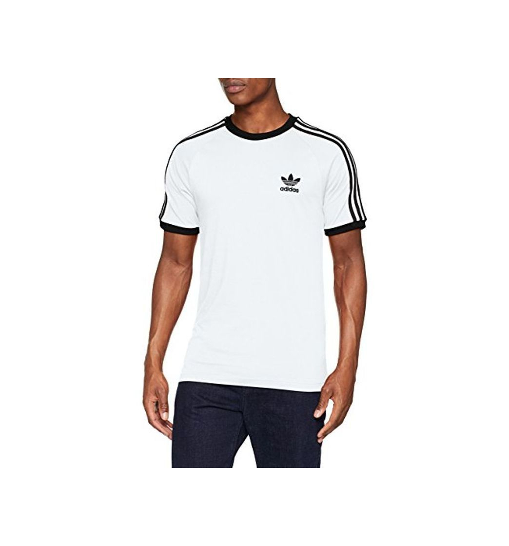 Social adidas Tres Bandas Camiseta de Manga Corta, Hombre, Blanco