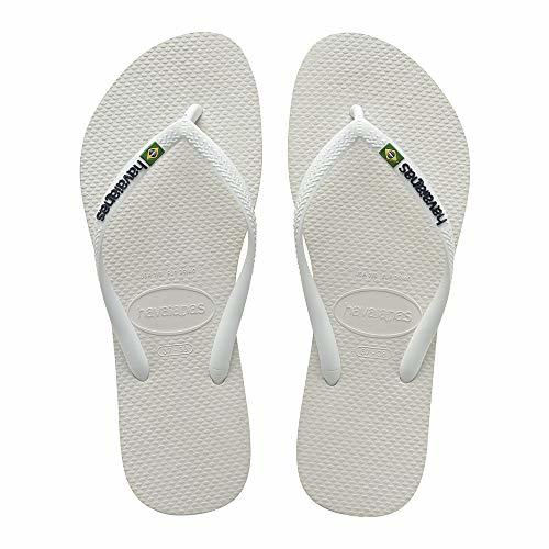 Fashion Havaianas Slim Brasil Logo, Chanclas para Mujer, Blanco