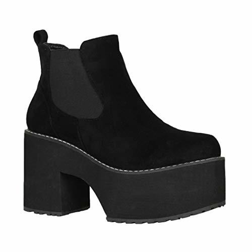 Fashion Elara Botines para Mujer con Plataforma Ankle Boots Negro Chunkyrayan Q-76 Black-37