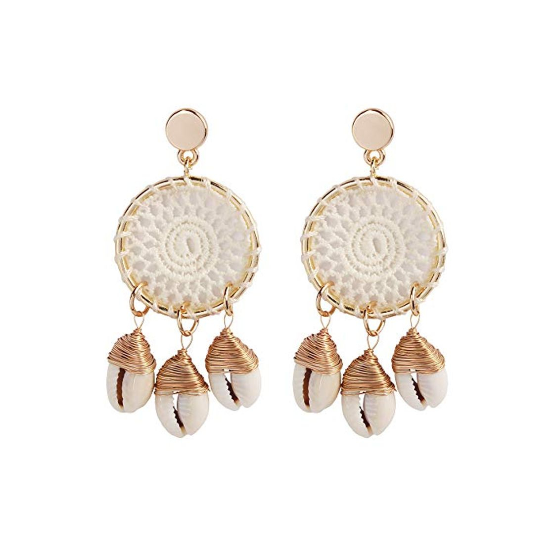 Producto YAZILIND Pendientes de ocio Pendientes de concha natural Retro colgante de la aleación cuelga los pendientes Regalo de la joyería de Eardrop de la playa para las mujeres Boho