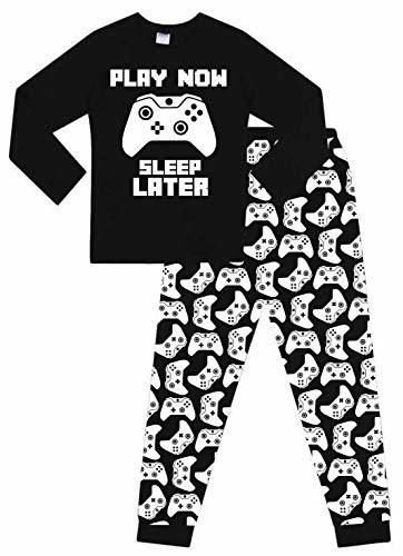 Pijama Largo de algodón para niños, Color Blanco Negro Negro