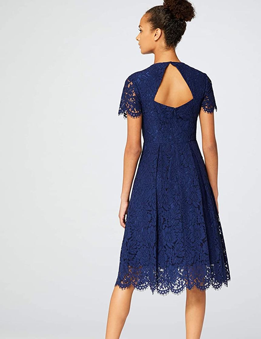 Social Marca Amazon - TRUTH & FABLE Vestido Midi Evasé de Encaje Mujer,