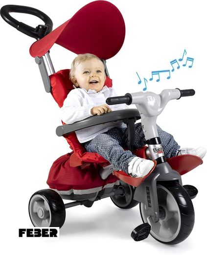 FEBER - Baby Plus Music Pink, Triciclo Rosa para niños y niñas