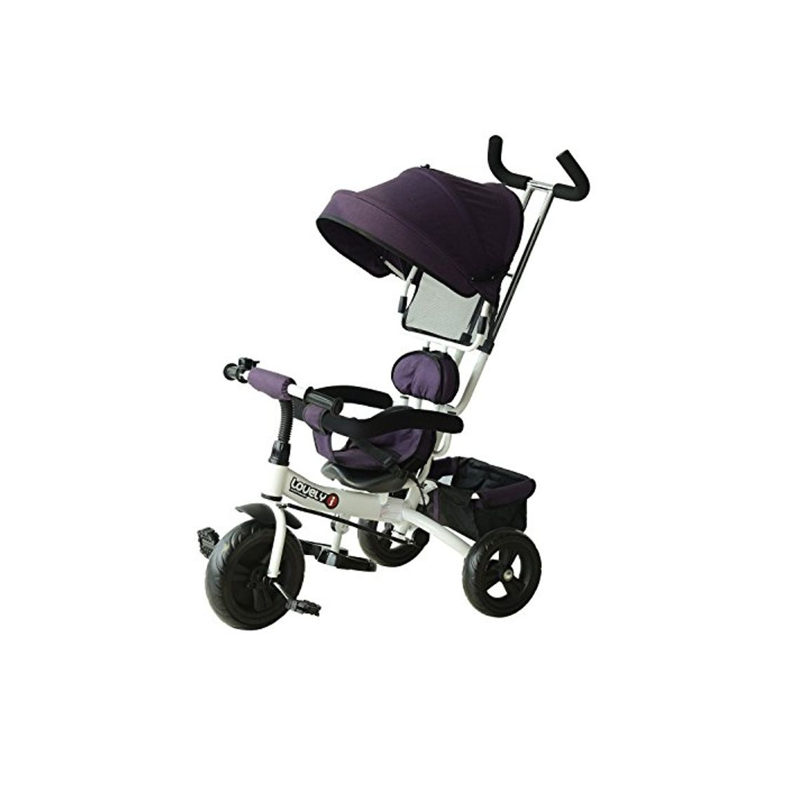 Social HOMCOM Triciclo para Niños con Capota Desmontable y Plegable para Mayores de