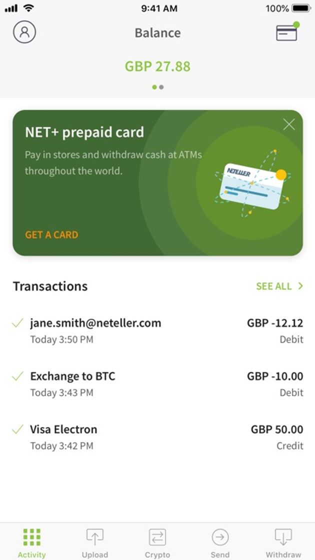 App NETELLER - Money transfer