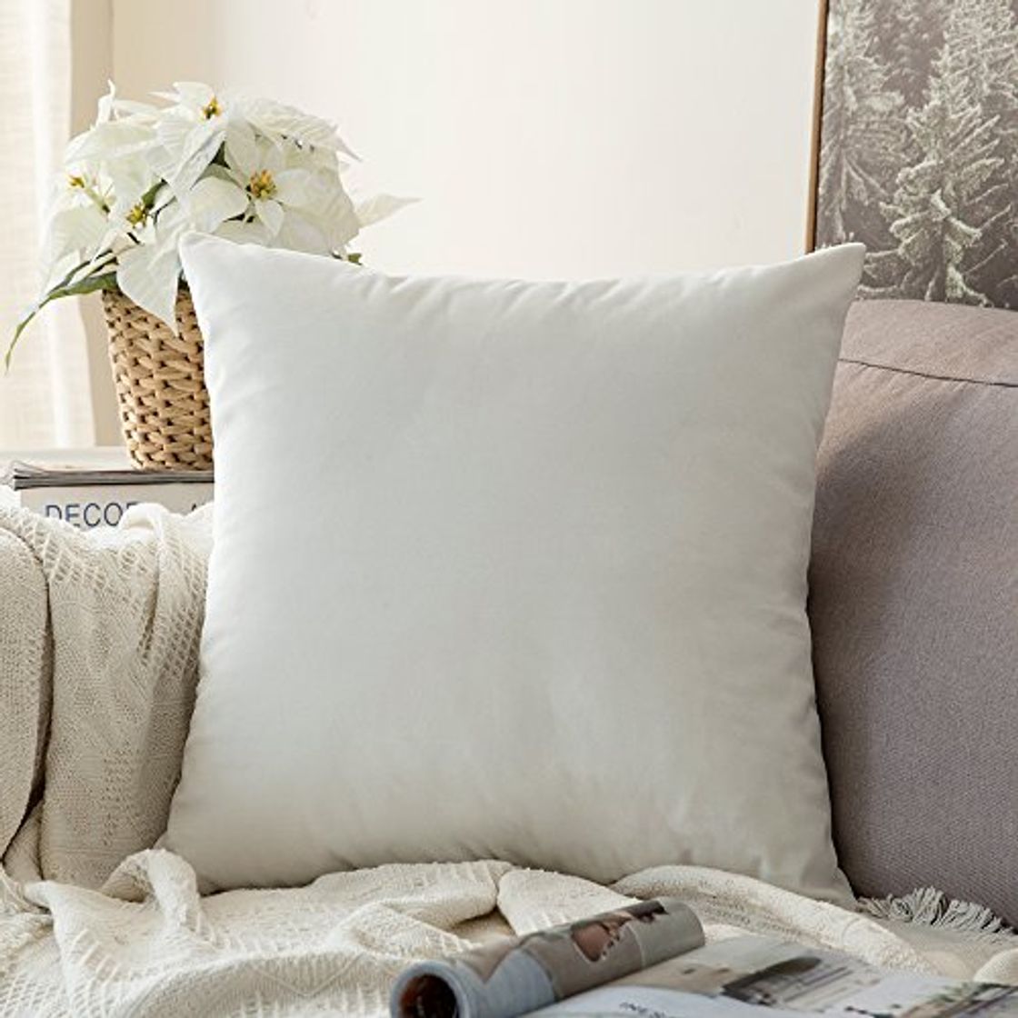 MIULEE Terciopelo Funda de Cojine Funda de Almohada del Sofá Throw Cojín Decoración Almohada Caso de la Cubierta Decorativo Almohadas para Sala de Estar 65 x 65cm 26 x 26 Pulgadas 1 Pieza Blanco Puro