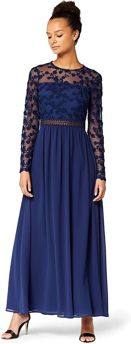 Social Marca Amazon - TRUTH & FABLE Vestido Largo Evasé de Encaje Mujer,