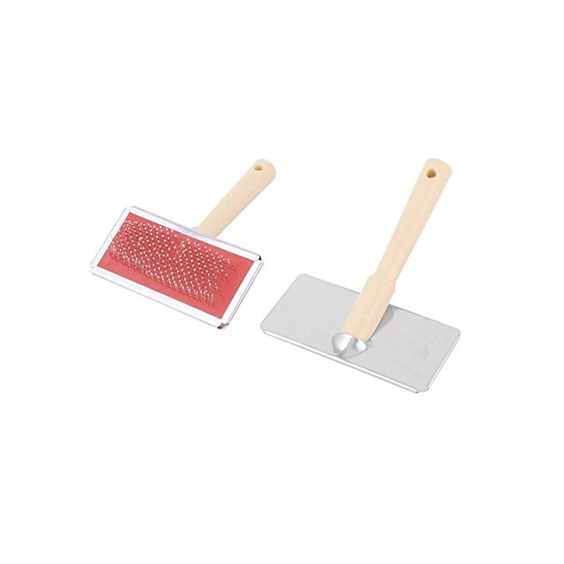 Social DealMux Cabo de plástico Pet Puppy Cat Grooming Queda de cabelos Esfregar escovas 2pcs tom de Prata