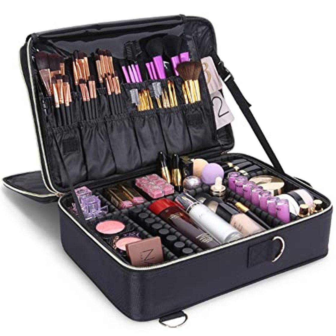 Social Estuche de lápices moderno Tiki Hilton Bolso de maquillaje de gran capacidad Bolso de cuero Papelería duradera para estudiantes con organizador de caja de doble cremallera