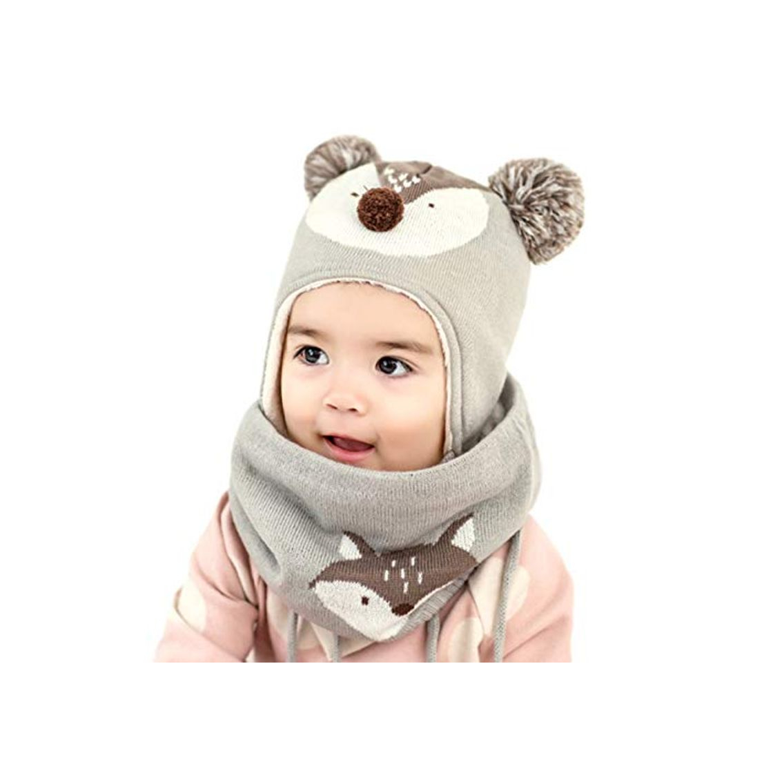 Social DORRISO Linda Sombrero y Bufanda Niño Niña Primavera Otoño Invierno Calentar Pequeña Zorro Gorro Bufanda Sombrero de Niño