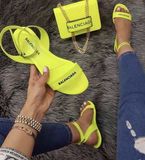 Yellow Balenciaga shoes and hangbag💛