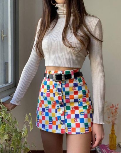 Colorful chess skirt🌈