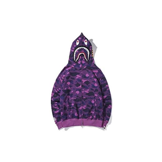 mich Shark Head Classic Embroidery Camouflage Zipper Hooded Sweater Hoodie for Men and Women